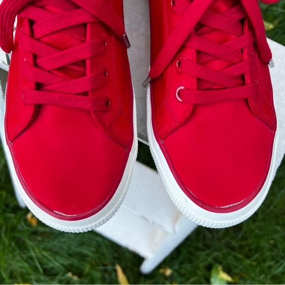 GORGEOUS! Lauren Ralph Lauren Cherry Red Satin Sneakers🍒 - Picture 3 of 11